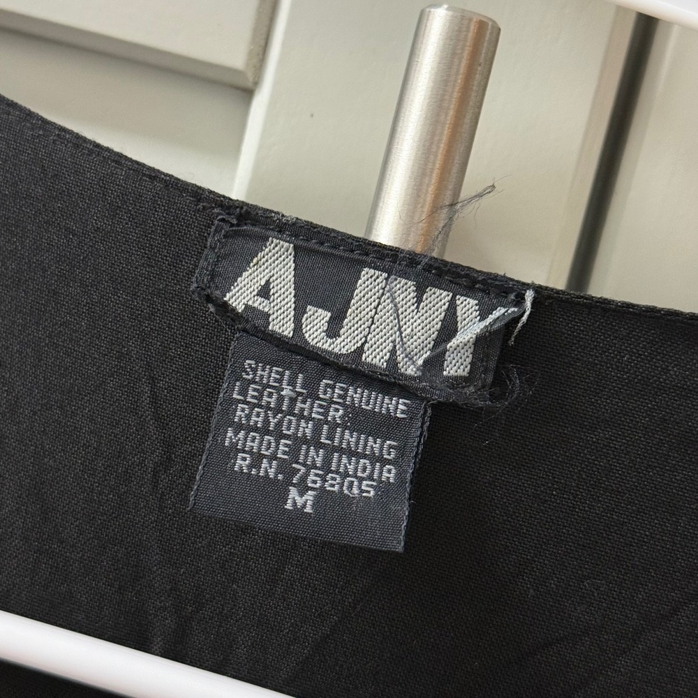 AJNY Woven Leather Vest Medium Earth Tone Striped Boho‎ Open Front Tie Back - Picture 3 of 11